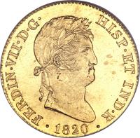 obverse of 4 Escudos - Fernando VII (1814 - 1824) coin with KM# 484 from Spain.
