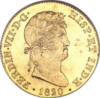 Spain coin 4 Escudos - Fernando VII (1814 - 1824) obverse obverse of 4 Escudos - Fernando VII (1814 - 1824) coin with KM# 484 from Spain.