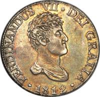 Spain coin 8 Reales - Fernando VII (1812 - 1813) obverse obverse of 8 Reales - Fernando VII (1812 - 1813) coin with KM# 477 from Spain.