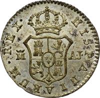 reverse of 1/2 Real - Fernando VII (1814 - 1833) coin with KM# 482 from Spain.