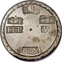 reverse of 5 Pesetas - Fernando VII - Tarragona (1809) coin with KM# 7 from Spain.