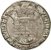 Spanish Netherlands coin 1 Escalin - Alberto & Isabella (1612 - 1621) reverse reverse of 1 Escalin - Alberto & Isabella (1612 - 1621) coin with KM# 47 from Spanish Netherlands.