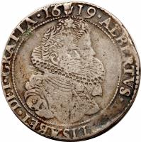 Spanish Netherlands coin 1/2 Ducaton - Alberto & Isabella (1618 - 1621) obverse obverse of 1/2 Ducaton - Alberto & Isabella (1618 - 1621) coin with KM# 48 from Spanish Netherlands.
