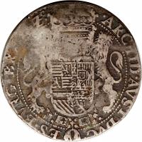 Spanish Netherlands coin 1/2 Ducaton - Alberto & Isabella (1618 - 1621) reverse reverse of 1/2 Ducaton - Alberto & Isabella (1618 - 1621) coin with KM# 48 from Spanish Netherlands.