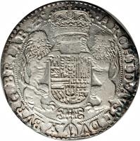 Spanish Netherlands coin 1 Ducaton - Felipe IV (1622 - 1636) reverse reverse of 1 Ducaton - Felipe IV (1622 - 1636) coin with KM# 56 from Spanish Netherlands.