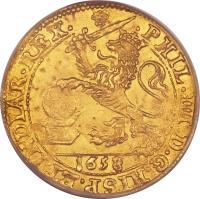 Spanish Netherlands coin 1 Souverain d'Or - Felipe IV (1648) obverse obverse of 1 Souverain d'Or - Felipe IV (1648) coin with KM# 77 from Spanish Netherlands.