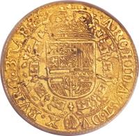 Spanish Netherlands coin 1 Souverain d'Or - Felipe IV (1648) reverse reverse of 1 Souverain d'Or - Felipe IV (1648) coin with KM# 77 from Spanish Netherlands.