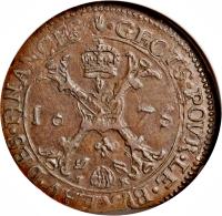 Spanish Netherlands coin 1 Liard - Carlos II (1679 - 1691) reverse reverse of 1 Liard - Carlos II (1679 - 1691) coin with KM# 91 from Spanish Netherlands.