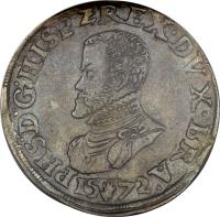 Spanish Netherlands coin 1 Ecu - Felipe II (1557 - 1597) obverse obverse of 1 Ecu - Felipe II (1557 - 1597) coin with GH# 210.1 from Spanish Netherlands.