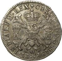 Spanish Netherlands coin 1 Patagon - Carlos II (1694 - 1700) obverse obverse of 1 Patagon - Carlos II (1694 - 1700) coin with KM# 91 from Spanish Netherlands.