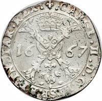 Spanish Netherlands coin 1 Patagon - Carlos II (1666 - 1692) obverse obverse of 1 Patagon - Carlos II (1666 - 1692) coin with KM# 63 from Spanish Netherlands.