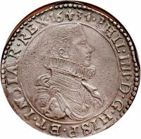 Spanish Netherlands coin 1 Ducaton - Felipe IV (1622 - 1636) obverse obverse of 1 Ducaton - Felipe IV (1622 - 1636) coin with KM# 35 from Spanish Netherlands.