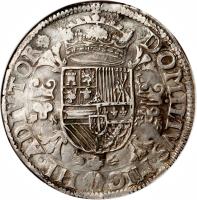 Spanish Netherlands coin 1 Ecu - Felipe II (1557 - 1576) reverse reverse of 1 Ecu - Felipe II (1557 - 1576) coin with GH# 210.6 from Spanish Netherlands.