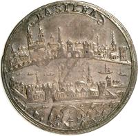 Swiss cantons coin 1/4 Thaler (1739) obverse obverse of 1/4 Thaler (1739) coin with KM# 122 from Swiss cantons. Inscription: BASILEA ¼