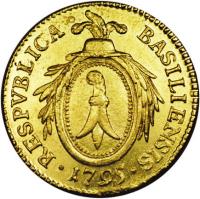 obverse of 1 Duplone (1795) coin with KM# 187 from Swiss cantons. Inscription: RESPVBLICA	BASILEENSIS · 1795 ·