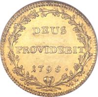 Swiss cantons coin 2 Duplone (1793 - 1796) reverse reverse of 2 Duplone (1793 - 1796) coin with KM# 144 from Swiss cantons. Inscription: DEUS PROVIDEBIT 1795.