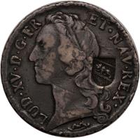 Swiss cantons coin 40 Batzen - Countermarked (1816) obverse obverse of 40 Batzen - Countermarked (1816) coin with KM# 179 from Swiss cantons. Inscription: LUD · XV · D · G · FR ET · NAV · REX ·