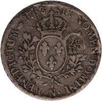 Swiss cantons coin 40 Batzen - Countermarked (1816) reverse reverse of 40 Batzen - Countermarked (1816) coin with KM# 179 from Swiss cantons. Inscription: 1768 SIT NOMEN DOMINI BENEDICTUM · N · 40 BZ ·