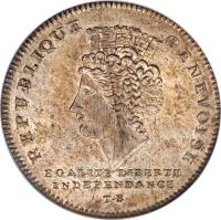 Swiss cantons coin 1 Genevoise (1794) obverse obverse of 1 Genevoise (1794) coin with KM# 98 from Swiss cantons. Inscription: REPUBLIQUE GENEVOISE EGALITE LIBERTE INDEPENDANCE T · B ·