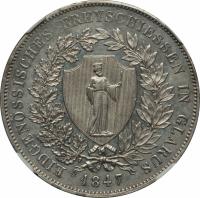 Swiss cantons coin 40 Batzen - Glarus Shooting Festival (1847) obverse obverse of 40 Batzen - Glarus Shooting Festival (1847) coin with KM# 20 from Swiss cantons.