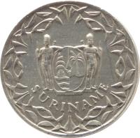 obverse of 10 Cents - Juliana - Non magnetic (1962 - 1986) coin with KM# 13 from Suriname. Inscription: SURINAME