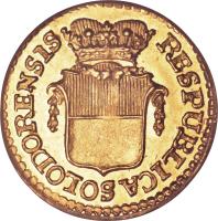 Swiss cantons coin 1/4 Duplone (1789) obverse obverse of 1/4 Duplone (1789) coin with KM# 55 from Swiss cantons. Inscription: RESPUBLICA SOLODORNENSIS