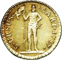 Swiss cantons coin 1 Duplone (1787) reverse reverse of 1 Duplone (1787) coin with KM# 53 from Swiss cantons. Inscription: S · URSUS MART · 1787 ·