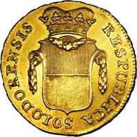 Swiss cantons coin 2 Duplone (1796 - 1798) obverse obverse of 2 Duplone (1796 - 1798) coin with KM# 61 from Swiss cantons. Inscription: RESPUBLICA SOLODORNENSIS