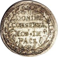 Swiss cantons coin 1/2 Gulden (1645) reverse reverse of 1/2 Gulden (1645) coin with KM# 100 from Swiss cantons. Inscription: DOMINE CONSERVA NOS IN PACE