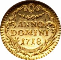 Swiss cantons coin 1/4 Thaler (1718 - 1767) reverse reverse of 1/4 Thaler (1718 - 1767) coin with KM# 138 from Swiss cantons. Inscription: ANNO DOMINI 1718