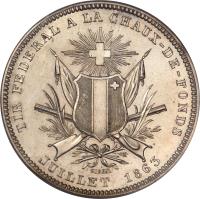 obverse of 5 Francs - Shooting Festival (1863) coin with X# S7 from Switzerland.