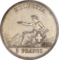 reverse of 5 Francs - Shooting Festival (1863) coin with X# S7 from Switzerland.