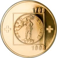 obverse of 100 Francs - Helvetic Republic (1998) coin with KM# 81 from Switzerland.