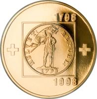 Switzerland coin 100 Francs - Helvetic Republic (1998) obverse obverse of 100 Francs - Helvetic Republic (1998) coin with KM# 81 from Switzerland.