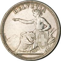 obverse of 5 Francs - Shooting Festival (1855) coin with X# S3 from Switzerland. Inscription: HELVETIA A.BOVY