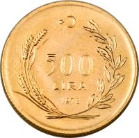 Turkey coin 500 Lira - FAO (1978) reverse reverse of 500 Lira - FAO (1978) coin with KM# 920 from Turkey.