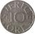 reverse of 10 Öre - Carl XVI Gustaf (1976 - 1991) coin with KM# 850 from Sweden. Inscription: 10 ØRE U