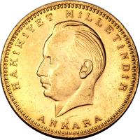 obverse of 500 Kuruş (1942 - 1947) coin with KM# 858 from Turkey.