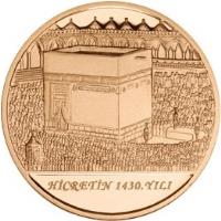Turkey coin 200 Lira - Hijra (2009) obverse obverse of 200 Lira - Hijra (2009) coin with KM# 1260 from Turkey. Inscription: HİCRETİN 1430.YILI