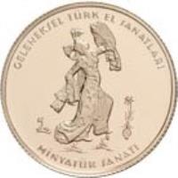 Turkey coin 100 Yeni Lira - Traditional Turkish Handcrafts (2008) obverse obverse of 100 Yeni Lira - Traditional Turkish Handcrafts (2008) coin with KM# 1226 from Turkey. Inscription: ELENEKSEL TÜRK EL SANATLARI MİNYATÜR SANATI