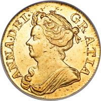 United Kingdom coin 1 Guinea - Anne (1710 - 1714) obverse obverse of 1 Guinea - Anne (1710 - 1714) coin with KM# 534 from United Kingdom. Inscription: ANNA · DEI · GRATIA ·