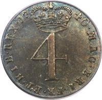 reverse of 4 Pence - George II - Maundy Coinage (1729 - 1760) coin with KM# 570 from United Kingdom. Inscription: MAG · BRI · FR · ET · HIB · REX · 17 40 · 4