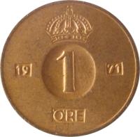 reverse of 1 Öre - Gustaf VI Adolf (1952 - 1971) coin with KM# 820 from Sweden. Inscription: 1 ØRE 1962