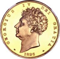 United Kingdom coin 5 Pounds - George IV (1826) obverse obverse of 5 Pounds - George IV (1826) coin with KM# 702 from United Kingdom. Inscription: · GEORGIUS IV DEI GRATIA · 1826