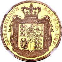 United Kingdom coin 5 Pounds - George IV (1826) reverse reverse of 5 Pounds - George IV (1826) coin with KM# 702 from United Kingdom. Inscription: BRITANNIARUM REX FID: DEF: