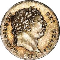 obverse of 2 Pence - George III - Maundy Coinage (1817 - 1820) coin with KM# 669 from United Kingdom. Inscription: GEORGIUS III DEI GRATIA 1820