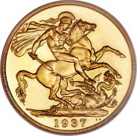 United Kingdom coin 2 Pounds - George VI (1937) reverse reverse of 2 Pounds - George VI (1937) coin with KM# 860 from United Kingdom. Inscription: 1937 B.P.