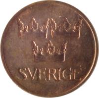 obverse of 5 Öre - Gustaf VI Adolf (1972 - 1973) coin with KM# 845 from Sweden. Inscription: SVERIGE