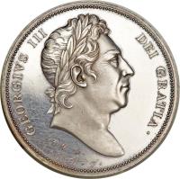 obverse of 1 Crown - George III (1820) coin with KM# PnB80 from United Kingdom. Inscription: GEORGIVS III DEI GRATIA ·