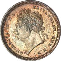 obverse of 2 Pence - George IV - Maundy Coinage (1822 - 1830) coin with KM# 684 from United Kingdom. Inscription: GEORGIUS IIII D.G. BRITANNIAR. REX F.D.